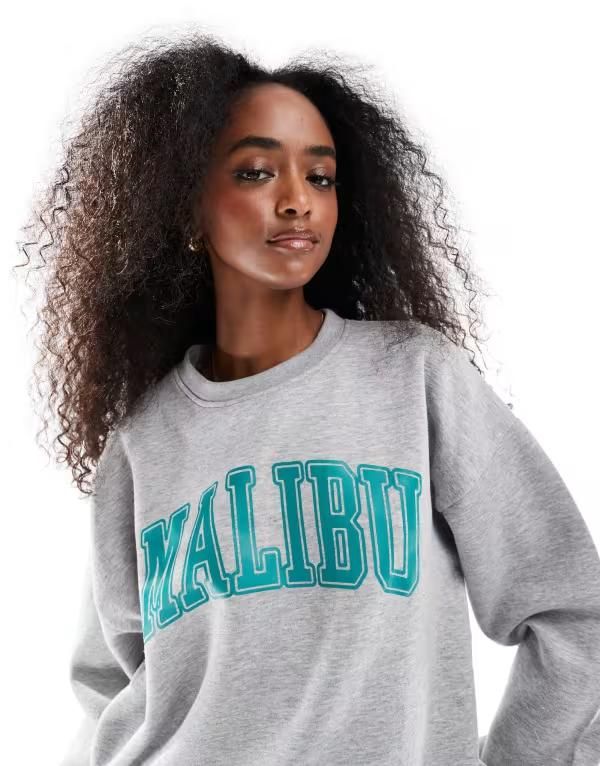 デイジーストリート レディース アウター パーカー・スウェット スウェット シャツ Daisy Street oversized malibu sweatshirt in light heather