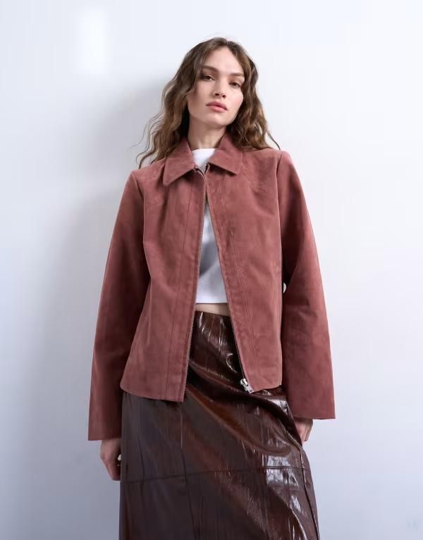 トップショップ レディース アウター ジャケット・ブルゾン スエード Topshop faux suede shacket pink ピンク
