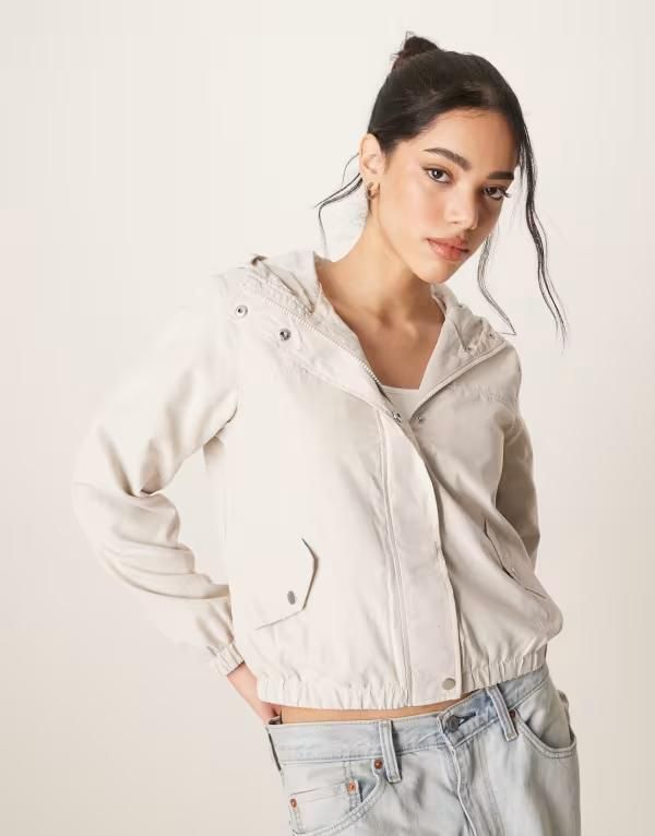 ジェイディーワイ レディース アウター ジャケット・ブルゾン クロップド JDY hooded lightweight cropped jacket BEIGE ベージュ
