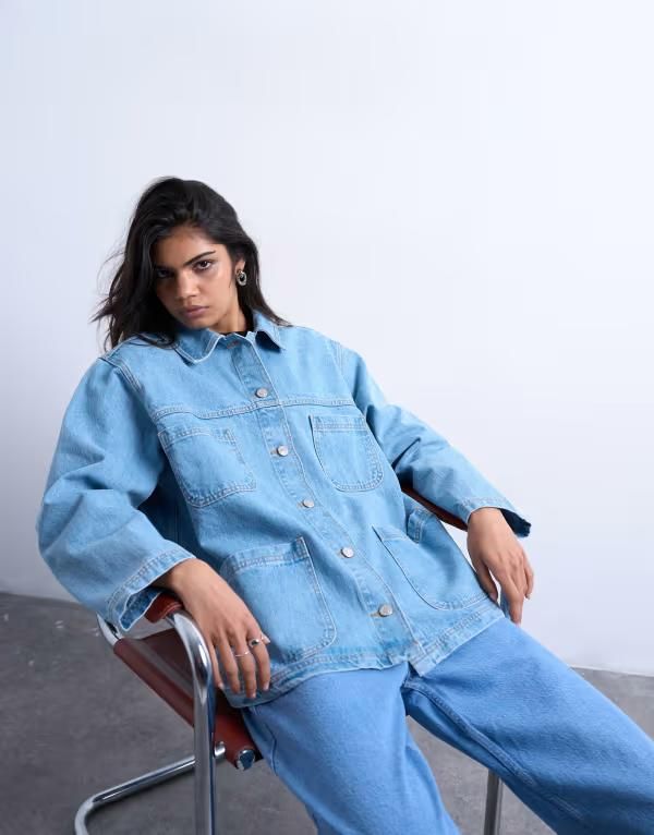 トップショップ レディース アウター ジャケット・ブルゾン デニム Topshop denim worker jacket in bleach デニム