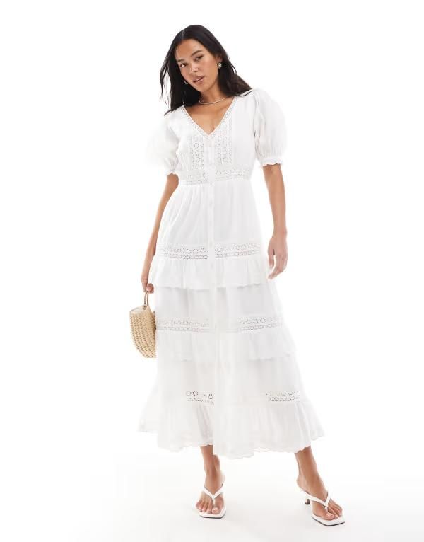 ミスセルフフリッジ レディース トップス ワンピース マキシワンピース マキシ Miss Selfridge heritage maxi dress White ホワイト