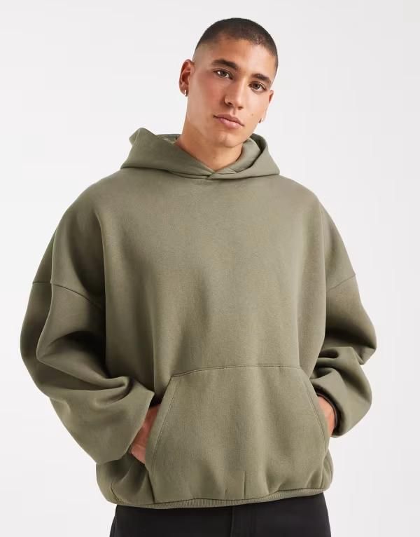 エイソス メンズ アウター パーカー・スウェット パーカー ASOS DESIGN Essentials extreme oversized hoodie in dusty olive Dusty o