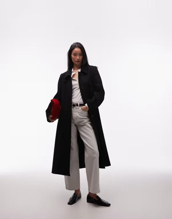 アンドアザーストーリーズ レディース アウター コート ウール レザー マキシ フェイクレザー Other Stories wool blend maxi coat with faux leather