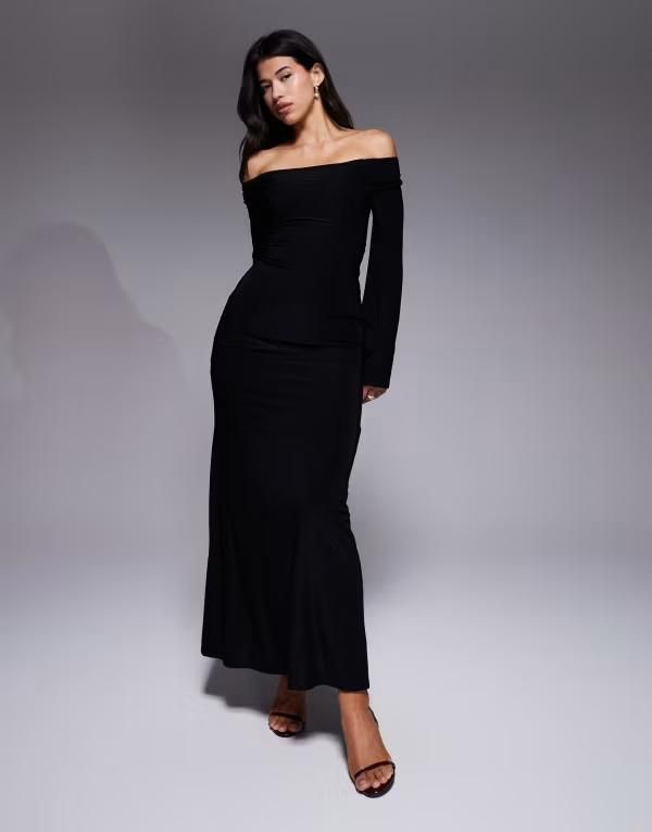 エイソス レディース トップス ワンピース マキシワンピース レース マキシ ASOS DESIGN long sleeve twist shoulder with lace up back maxi