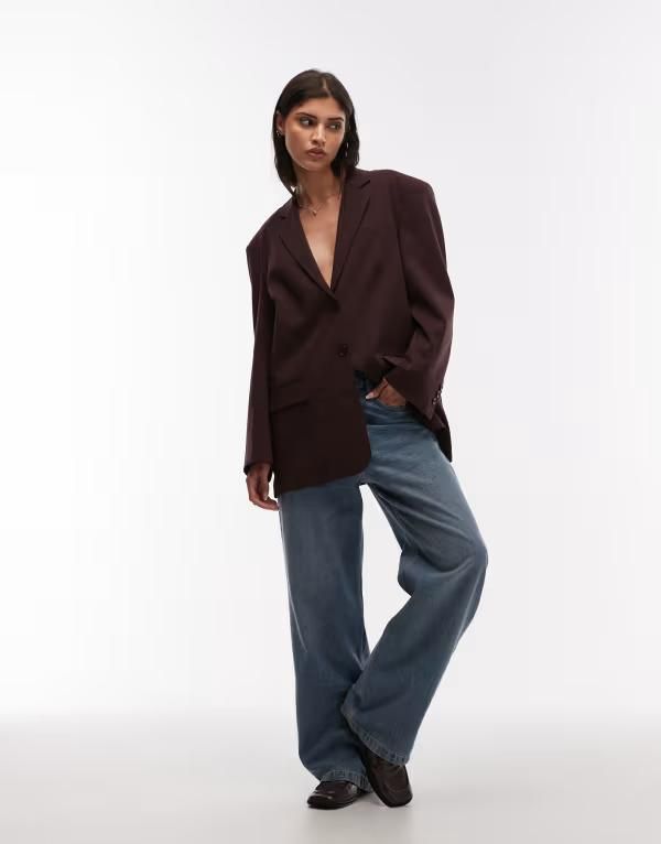 エイソス レディース アウター ジャケット・ブルゾン ブレザー ASOS DESIGN oversized single breasted blazer in plum Plum プラム