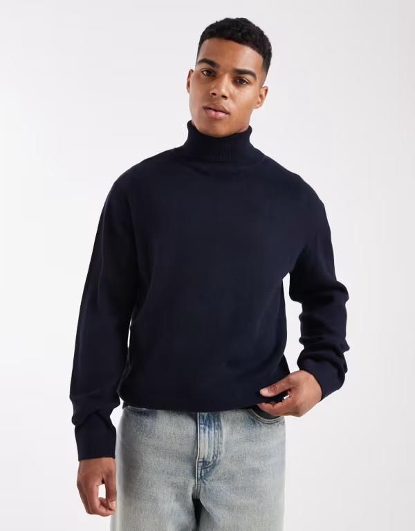 ジャック アンド ジョーンズ メンズ アウター ニット・セータートルネック Jack Jones premium turtle neck sweater Naval Academy ネイビー