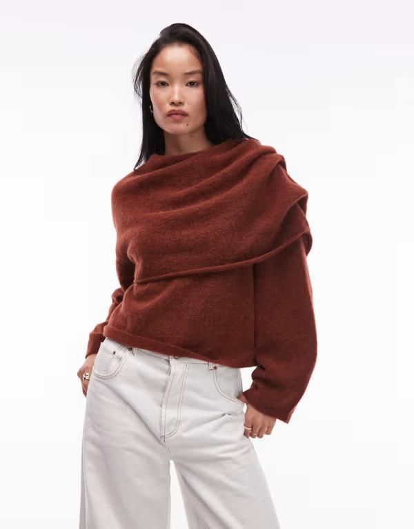 アンドアザーストーリーズ レディース アウター ニット・セーター ドレープ ウール セーター Other Stories wool alpaca swaddled drape sweater BROW