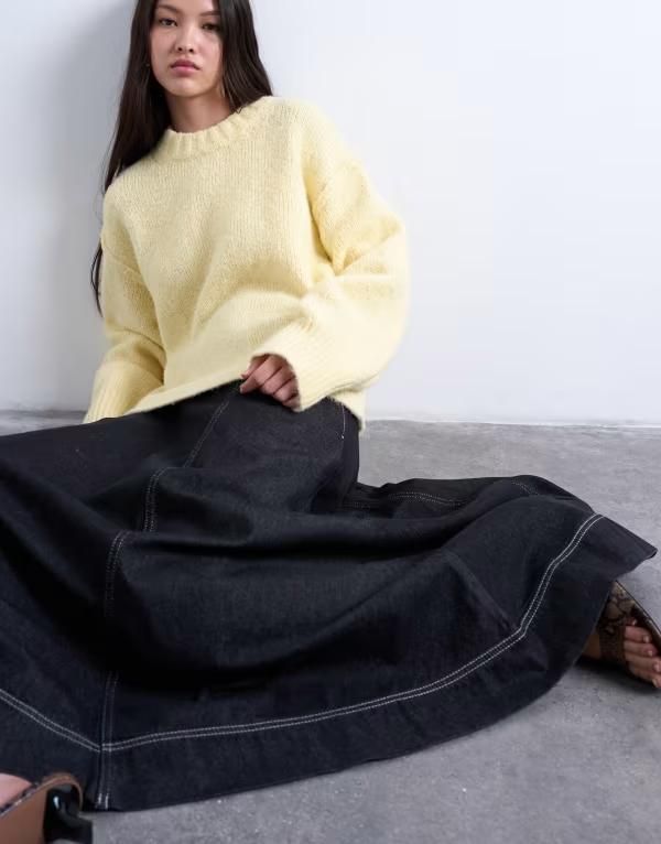 トップショップ レディース アウター ニット・セーター セーター ニット Topshop fluffy knit exposed seams easy sweater in yellow Butter