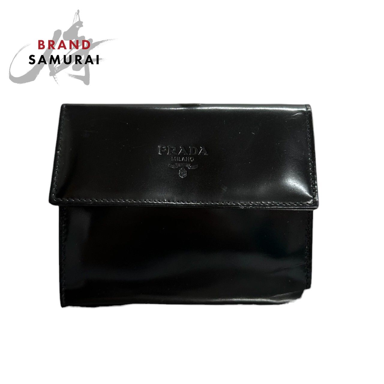 PRADA プラダ ブラック エナメル コインケース レディース S1-00105【中古】