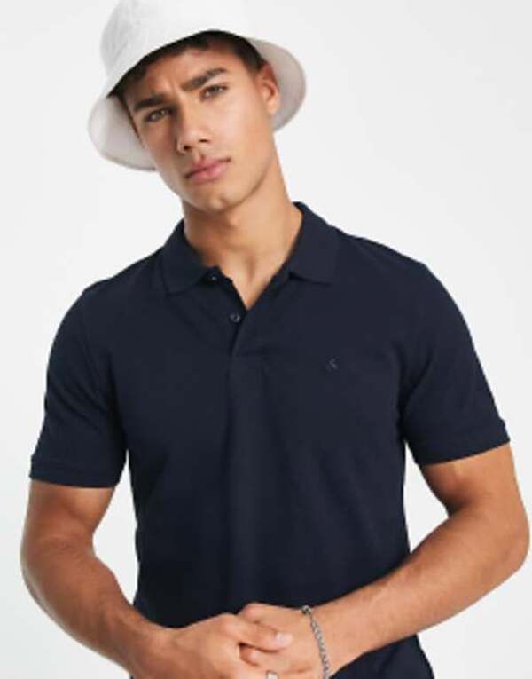 ジャック アンド ジョーンズ メンズ トップス ポロシャツ スリムフィット ロゴ Jack Jones Essentials slim fit pique logo polo Navy blazer