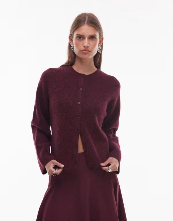 アンドアザーストーリーズ レディース アウター カーディガン ウール Other Stories mohair wool blend cardigan burgundy バーガンディ