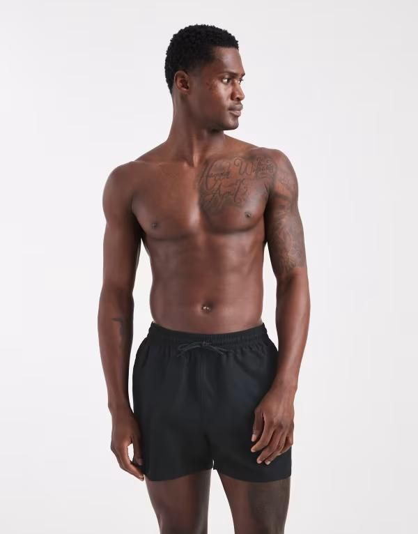エイソス メンズ 水着 ハーフパンツ・ショーツ ショートパンツ ASOS DESIGN swim shorts in short length Black ブラック