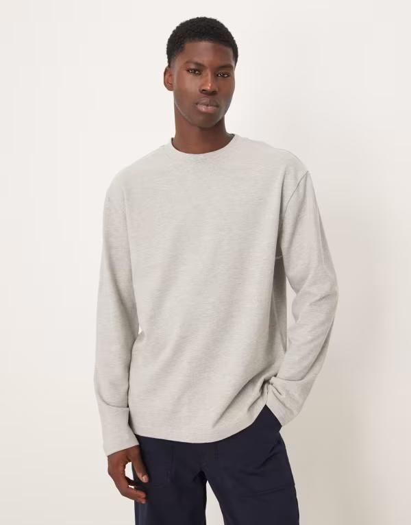 エイソス メンズ トップス Tシャツ ASOS DESIGN relaxed long sleeve Tshirt heather boucle Gray Heather グレー