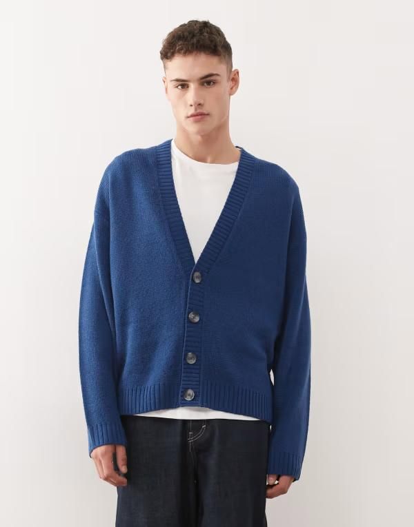 コルージョン メンズ アウター パーカー・スウェット カーディガン ニット COLLUSION Knit cardigan BLUE ブルー 10,765円