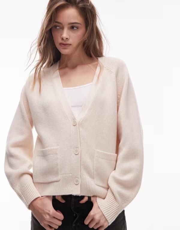 アンドアザーストーリーズ レディース アウター カーディガン ウール Other Stories wool blend cardigan with patch pockets in cream BEI