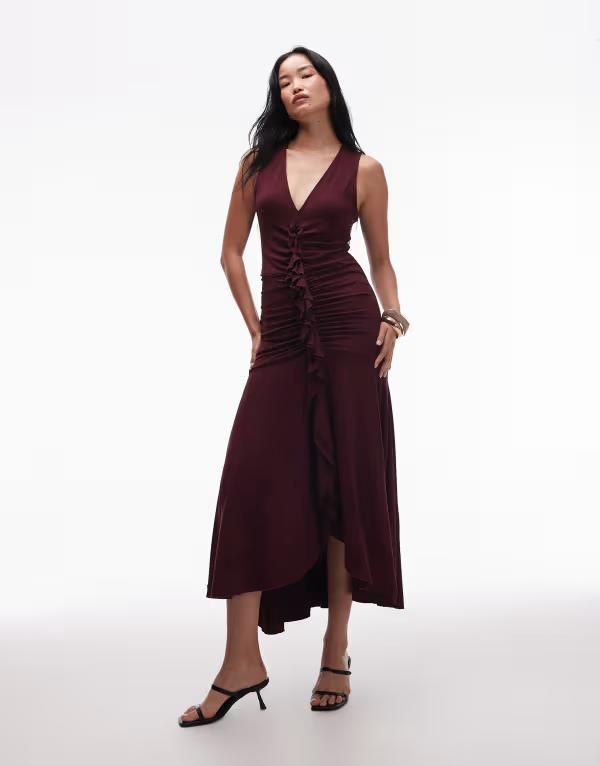 アンドアザーストーリーズ レディース トップス ワンピース フリル ジャージー Other Stories jersey midaxi dress with ruffle front and ruch