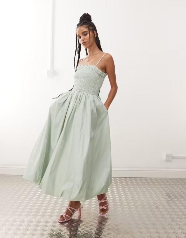 エイミー・リー レディース トップス ワンピース Amy Lynn Polly shirred midaxi dress in mint ミント
