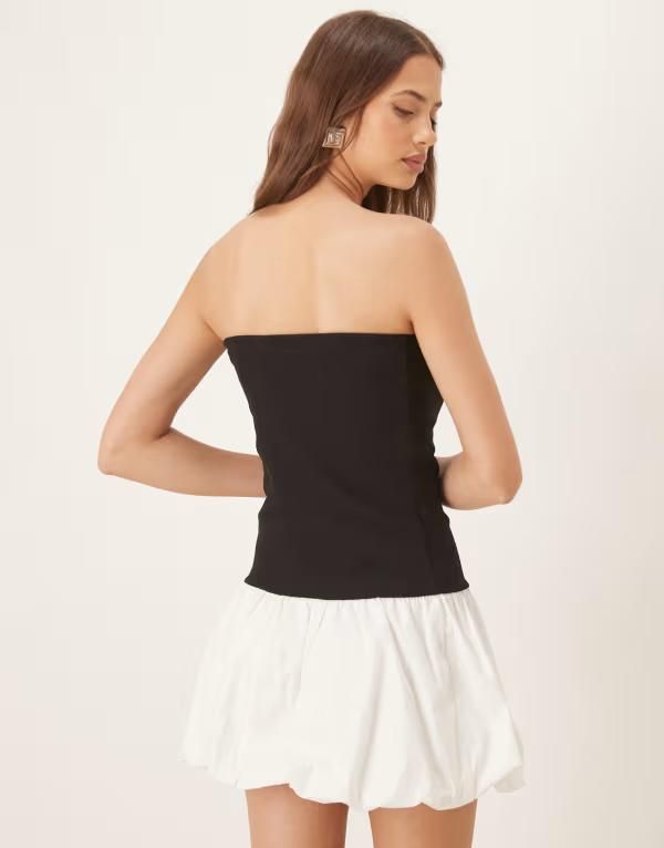 ヴィラ レディース トップス ワンピース ミニ コントラスト VILA contrast puffball hemini dress and Blckwhite ホワイト