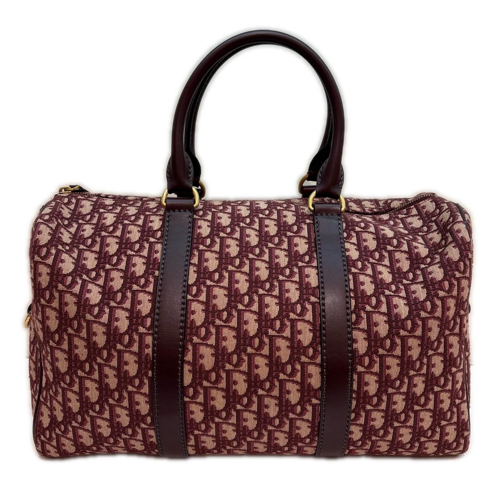 Dior ディオール 2WAYバッグ オブリーク ボストンバッグ レザー/キャンバス ボルドー レディース【中古】【473】