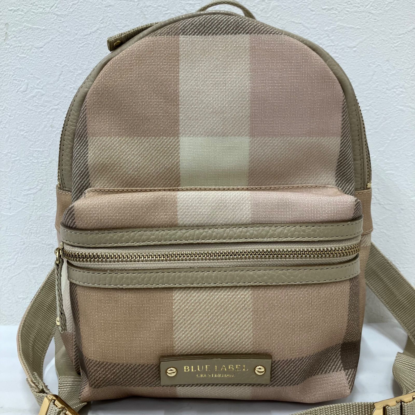 ブルーレーベルクレストブリッジ ベージュチェック リュック バック 