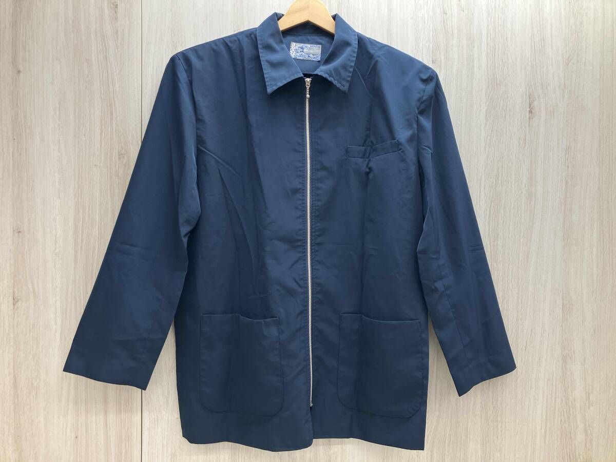 KENZO JEANS/ケンゾージーンズ 90s ヴィンテージ KHJ-189 ジップアップジャケット 北斎タグ ナイロン ネイビー 肩パッド Fサイズ