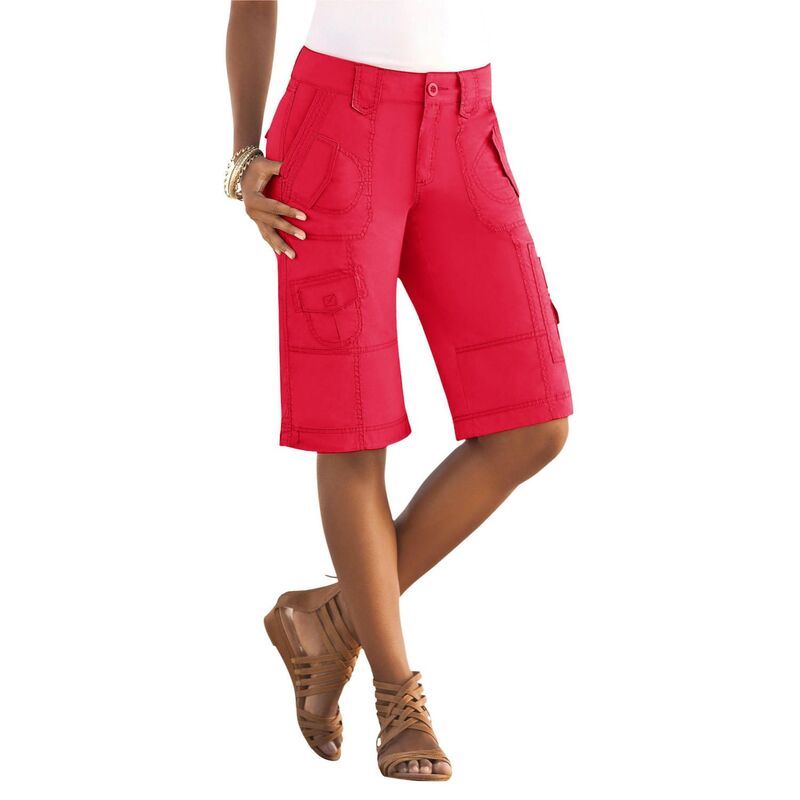 ロアマンズ レディース ボトムス ハーフパンツ・ショーツ プラスサイズ ショートパンツ Roamans Womens Plusize Cargo Shorts Vivid Red レッド 15,185円
