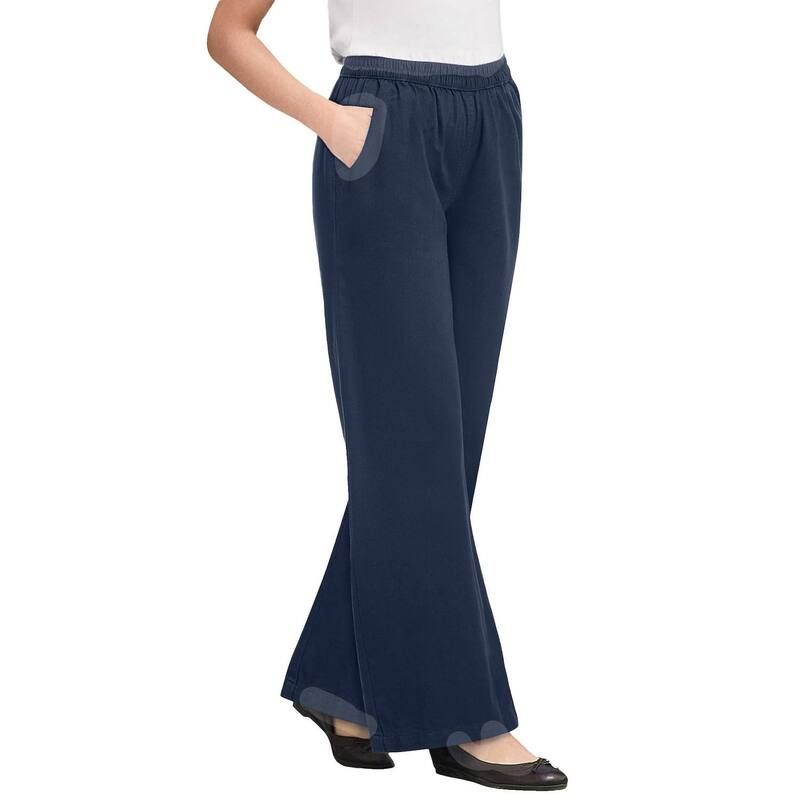 ウーマン ウィズイン レディース ボトムス デニムパンツ プラスサイズ トール コットン ジーンズ Woman Within Plusize Tall Perfect ElasticWaist Wid