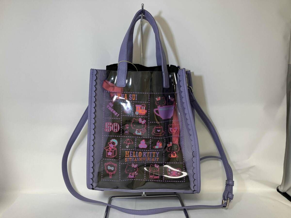 ANNA SUI アナスイ HELLO KITTY ハローキティ 50th ビニールバッグ ショルダーバッグ 2way パープル