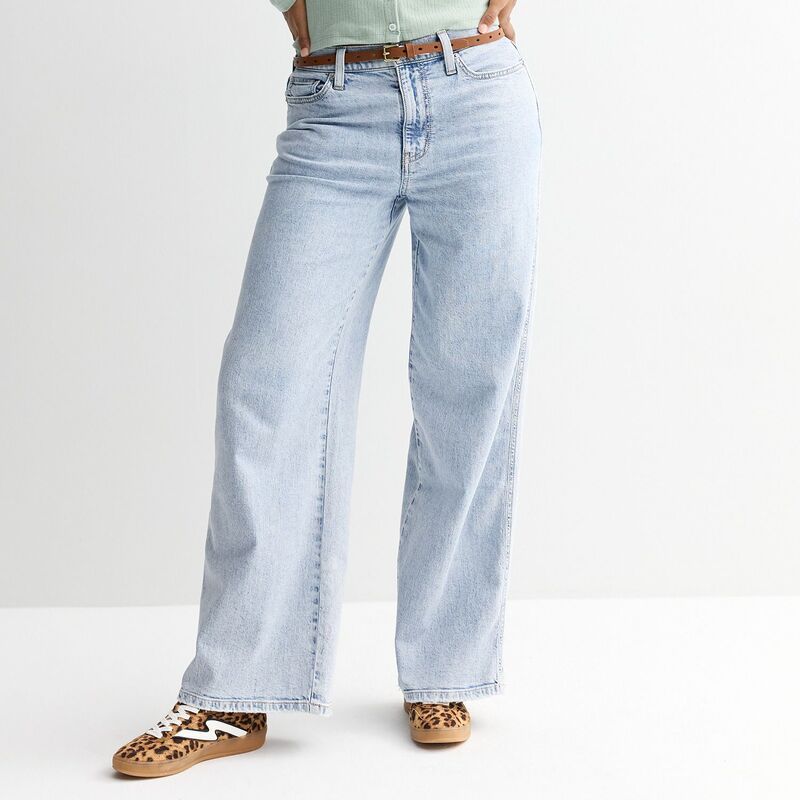 エスオー レディース ボトムス デニムパンツ ワイドレッグ ジーンズ Juniors SO High Rise Baggy Wide Leg Jeans Marbled Light
