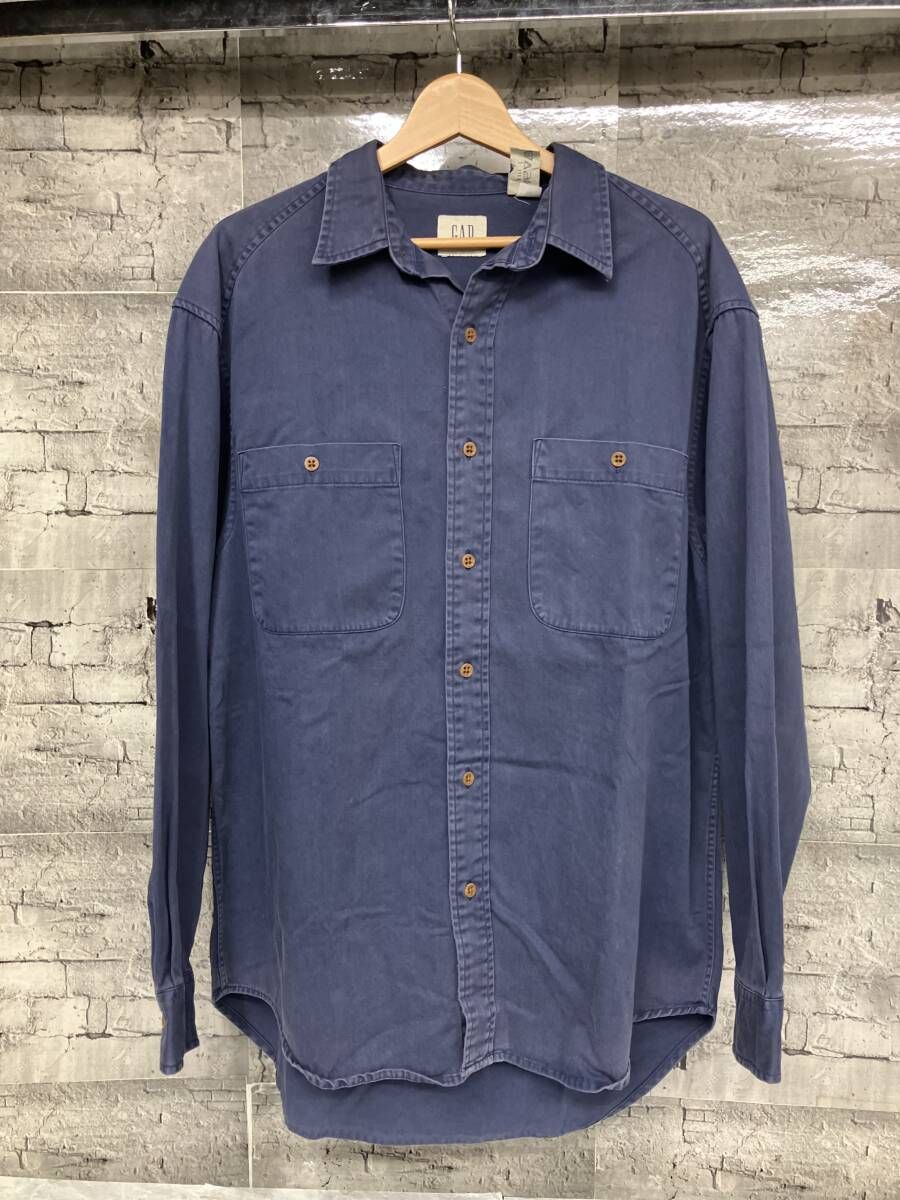 パープル GAP 長袖シャツ 90s OLD コットンシャツ ネイビー