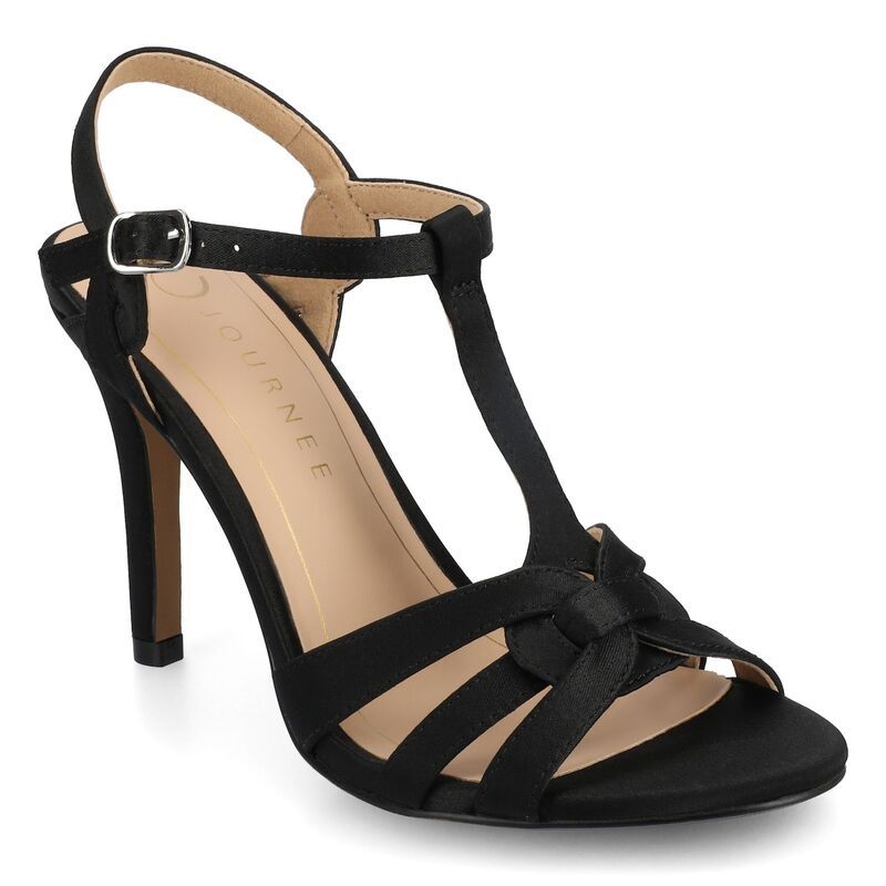 ジャーニー レディース シューズ サンダル Journee Valry Woven TStrap Womens Dressandalsatin Black ブラック