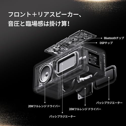 R★BOGASING M5 Bluetoothスピーカー ポータブル ワイヤレス スピーカー 360度サウンド 40W出力 大音量 重低音 DSP技術搭載 IPX7 防水 防塵 耐衝撃 アウトドア ぶるーとぅーすすぴーかー 最大30時間連続再 ac75086d