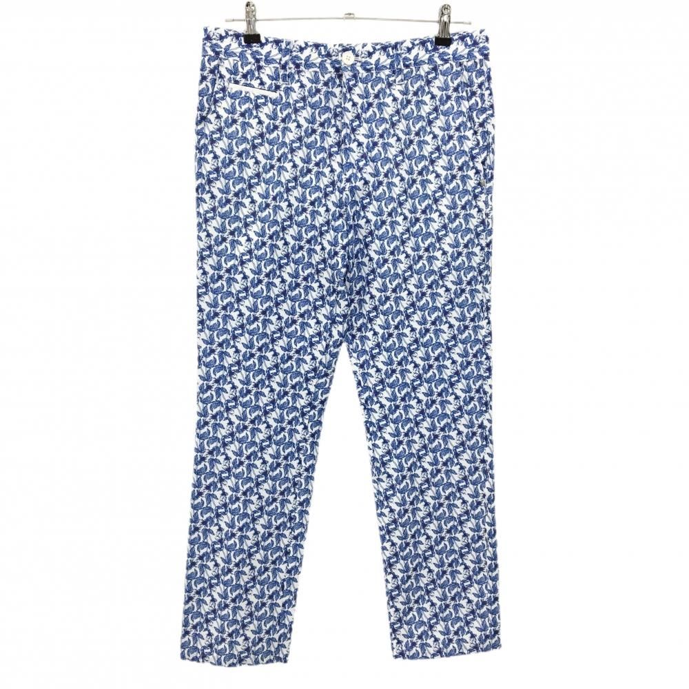 【超美品】セントアンドリュース パンツ ブルー×白 リーフ柄 メッシュ調 メンズ M ゴルフウェア St ANDREWS