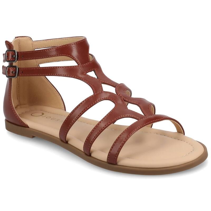 ジャーニー レディース シューズ サンダル Journee Genneva Womens Comfort Adjustable Strap Flat Sandals Brown ブラウン