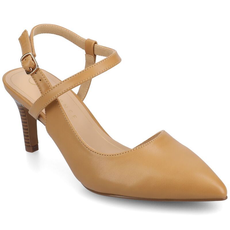 ジャーニー レディース シューズ パンプス アンクル Journee Womens Crossover Ankle Strapointed Toe Pumps Tan タン