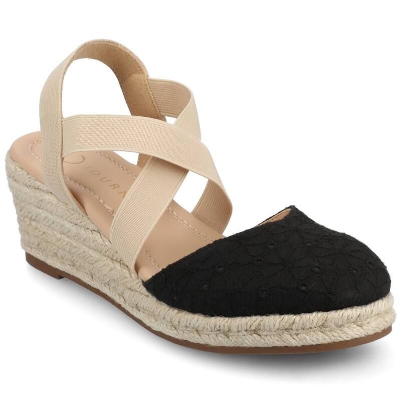ジャーニー レディース シューズ サンダル プラットフォーム Journee Ashlee Womens Platform Espadrille Wedge Sandals Black ブラック