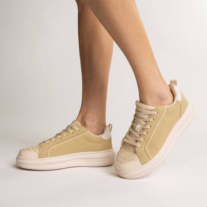 ジャーニー レディース シューズ スニーカー レース Journee Meeya Womens CasualaceUp Sneakers Natural