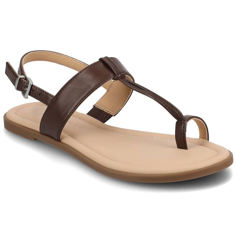 ジャーニー レディース シューズ サンダル Journee Gerra TStrap Toe Ring Womens Flat Sandals Brown ブラウン