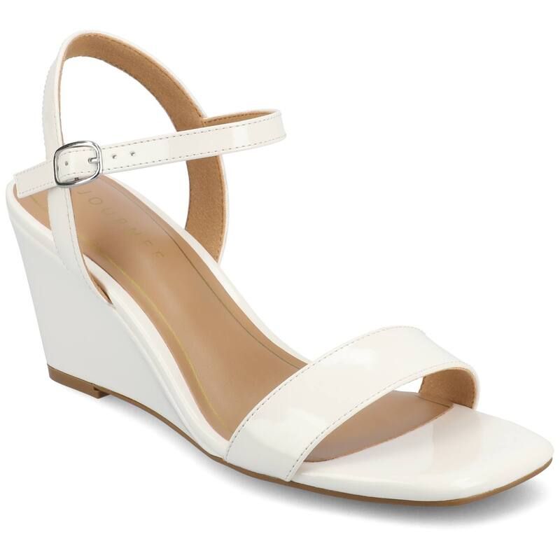 ジュルネ コレクション レディース シューズ パンプス サンダル アンクル Journee Collection Clayr Womens Ankle Strap Wedge Sandals Whit