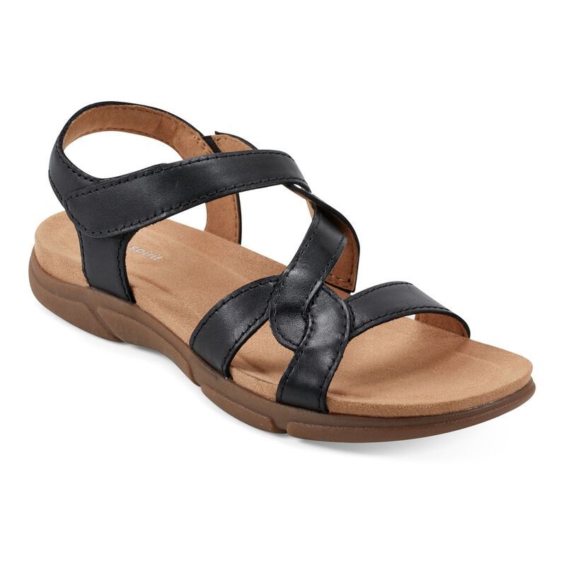 イージースピリット レディース シューズ サンダル Easy Spirit Minny Womens MultiStrap Sandals Black Leather ブラック