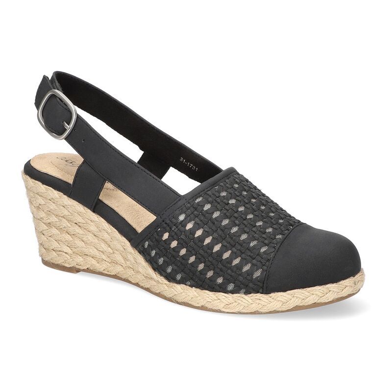 イージーストリート レディース シューズ サンダル Easy Streetaffy Womenslingback Espadrille Wedges Black ブラック