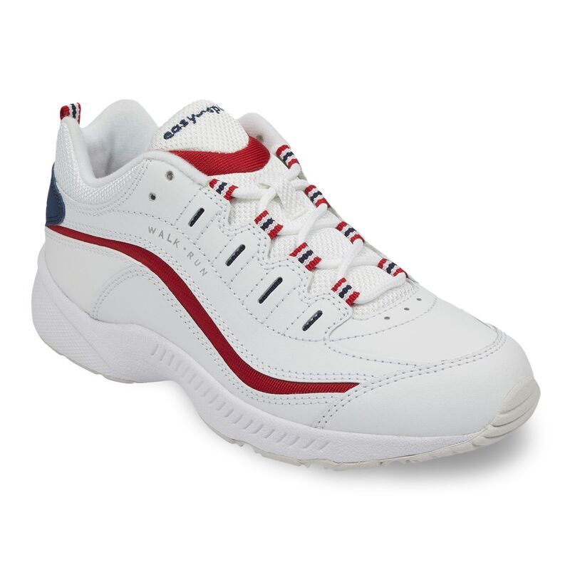 イージースピリット レディース シューズ スニーカー Easy Spirit Romy Womens Classic Walking Sneakers White Red ホワイト