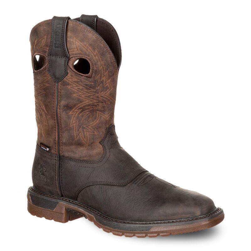 ロッキー メンズ シューズ ブーツ・レインブーツ Rocky Original Ride Mens Waterproof Western Boots Dark Brown Crazy Horse ブラ