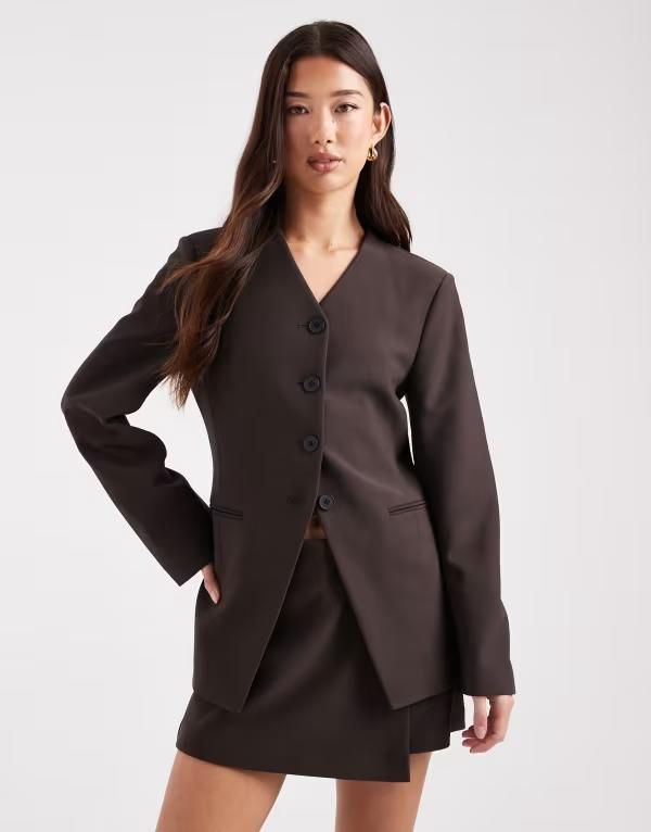 オンリー レディース アウター ジャケット・ブルゾン ブレザー ONLY structured blazer part of a set BROWN ブラウン 23,616円
