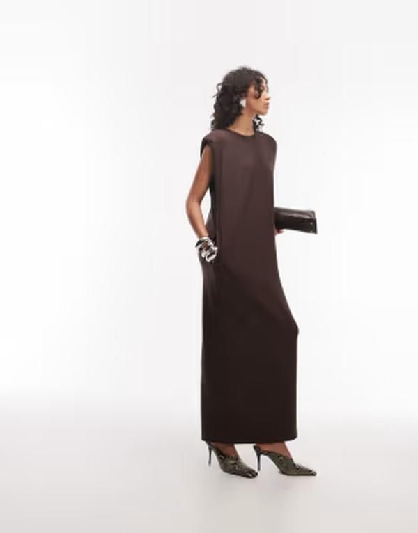 エイソス レディース トップス ワンピース Tシャツ マキシ ASOS DESIGN longline tshirt maxi dress in chocolate チョコレート