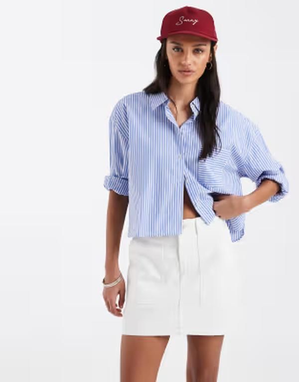ブレーブソウル レディース ボトムスカート ミニ コットン デニム Brave Soul cotton denimini skirt WHITE ホワイト