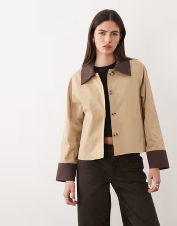 ヴィラ レディース アウター ジャケット・ブルゾン コーデュロイ VILA corduroy trim barn jacketravertine ベージュ
