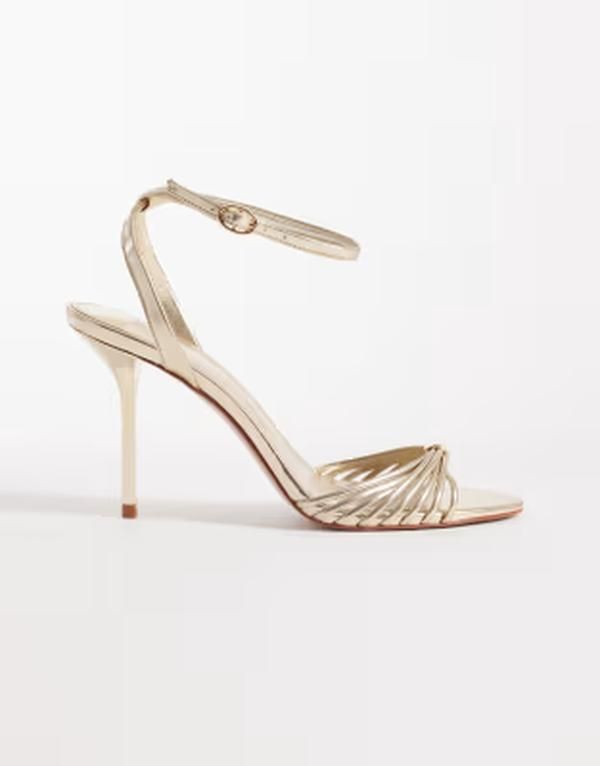 マンゴ レディース シューズ サンダル トール ヒール Mango metallic higheeled sandals GOLD ゴールド