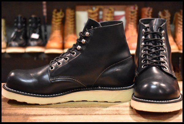 【6D 美品 07年】レッドウィング 8165 アイリッシュセッター 黒 ブラッククローム プレーントゥ 編み上げ ブーツ redwing HOPESMORE【GF184】