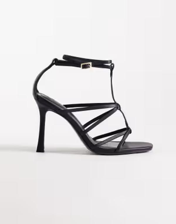 エイソス レディース シューズ サンダル ヒール ASOS DESIGNatalia caged T bar higheel sandals Black ブラック